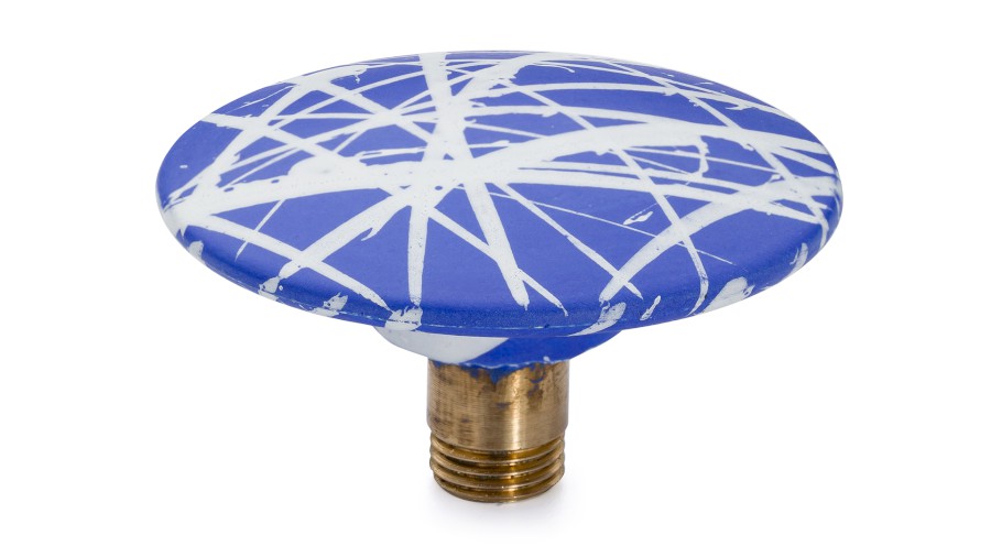 Šroubovací krytka výpusti 65 mm - PUNK, modrá a bílá lak mat