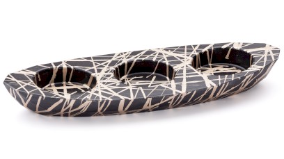 Svícen DIAMOND BASIC na 3 svíčky - PUNK, černá a champagne, lak polomatný