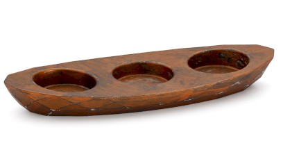 Svícen DIAMOND BASIC na 3 svíčky - natural, dekor AGED METAL, měděná a černá, lak mat